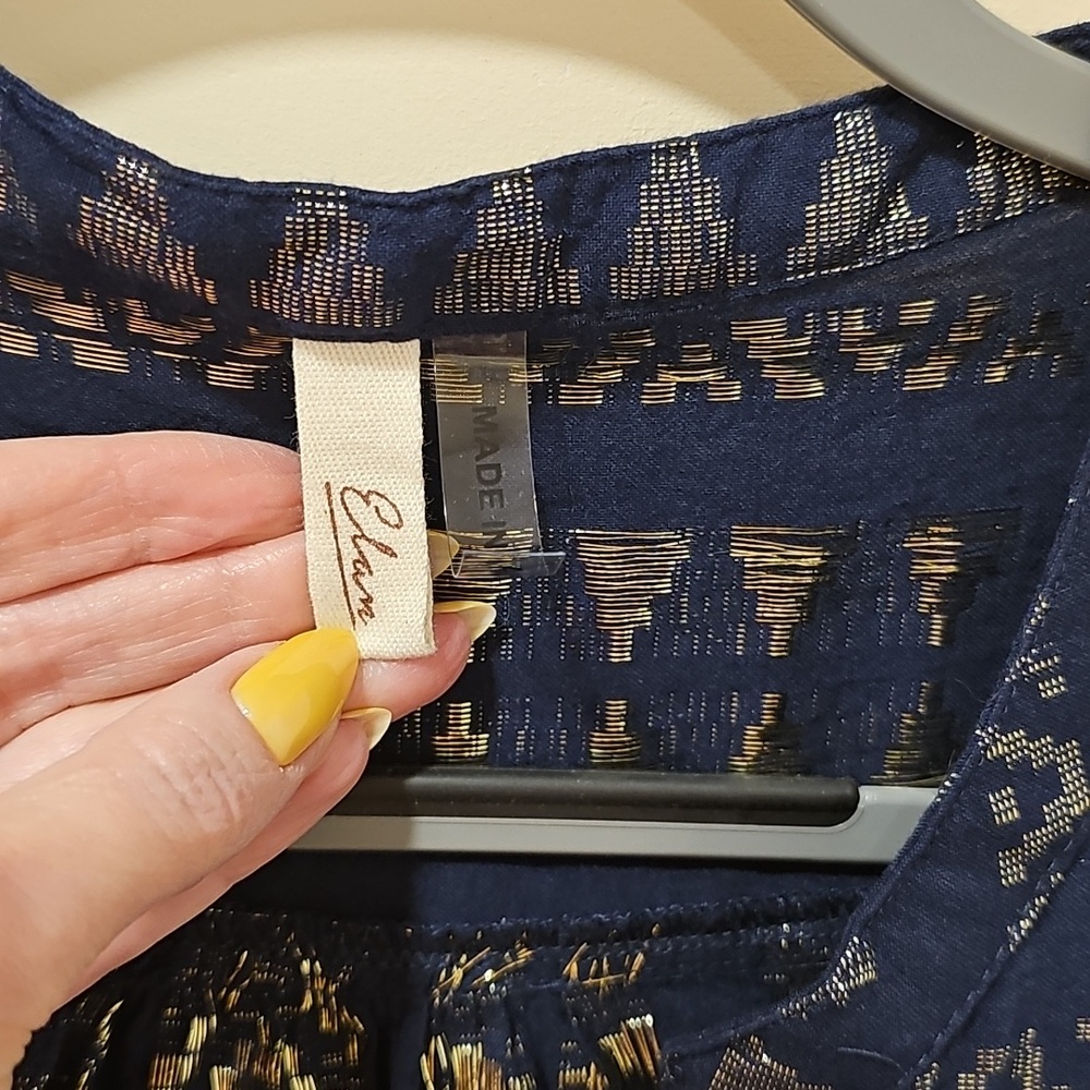 Elan Clara Dress; Navy with Gold Details; Size Small; EUC - Picture 5 of 7